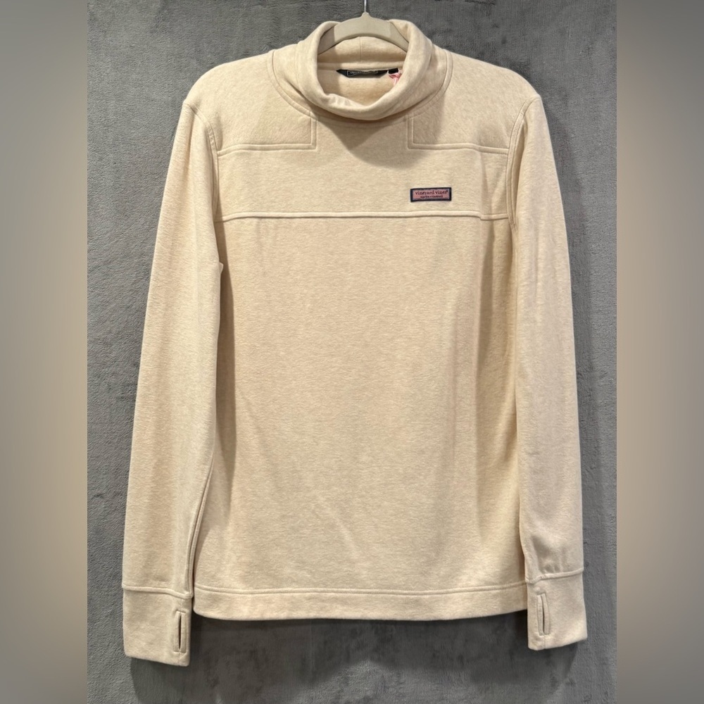 Vineyard Vines Brushed Funnel‎ Neck Oatmeal Heather Pullover Women’s Size S New
